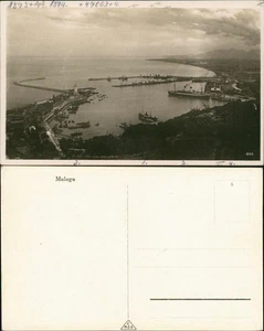 Málaga Postal Vista al Puerto - Vapor 1932 - Imagen 1 de 3