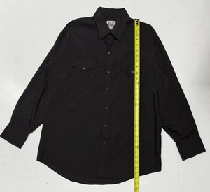 Vintage Ely Cattleman Long Sleeve Pearl Snap Shirt Black Men’s Large 16.5x34 - Imagen 1 de 5