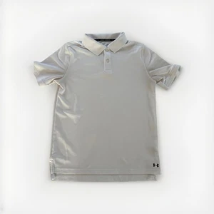 Under Armour Boys White Polo Shirt Size Large Loose Fit Short Sleeve Golf - Picture 1 of 6