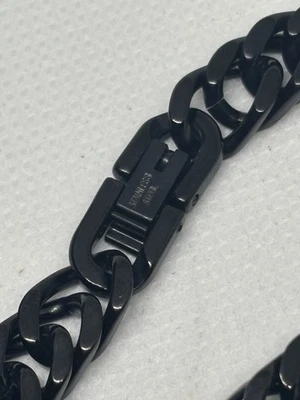 Men's Black Stainless Steel Curb Chain Bracelet Modern Box Clasp Jewelry - Image 1 of 4