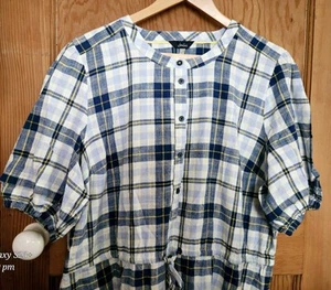 NWT JOULES Checked Cotton Feminine Puffed Sleeve Tie Waist Maxi Dress UK = 20 - Picture 1 of 10