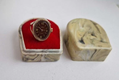 Reloj anillo mecánico chaika vintage soviético para dama enchapado en oro. 17 joyas años 70 Foto 1 de 4