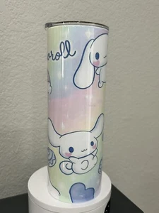 Graphic Skinny Tumbler- Cinnamon Roll Pastel Colors 20 oz Cup/ Mug with Straw - Picture 1 of 4