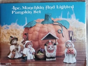 4 Piece Munchkin And Lighted Pumpkin Set Vintage - Halloween - Picture 1 of 5