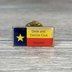 Houston Texas Flag Desk & Derrick Club Pin Button Oil Field Rig Hat Lapel Tie - Picture 1 of 6