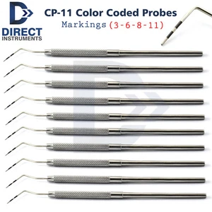 10 Pcs Dental CP-11 Color Coded Marking Probes 3-6-8-11 Periodontal Pocket Depth - Picture 1 of 2
