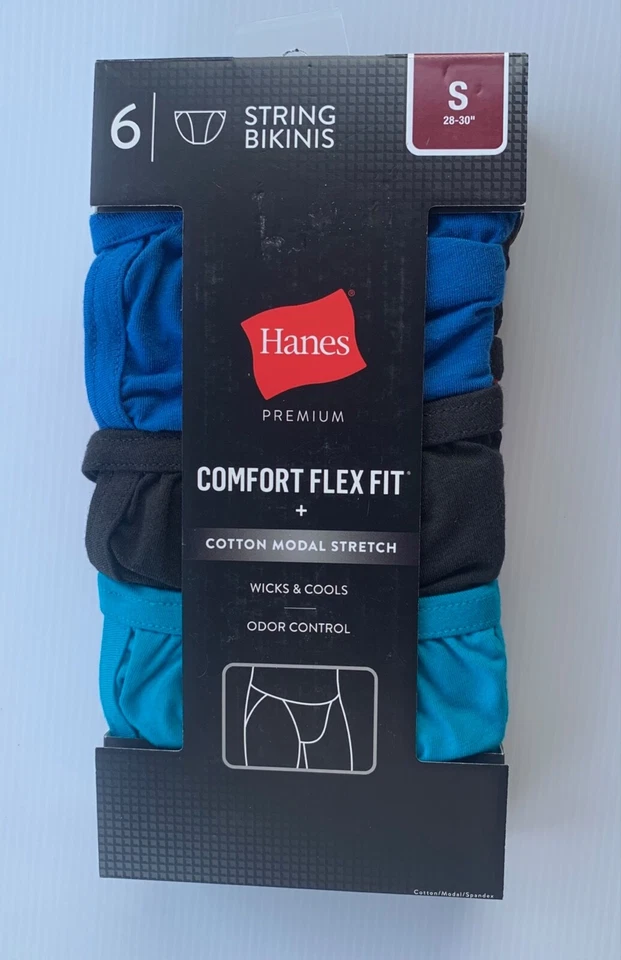 Hanes Comfort Flex Fit Men's String Bikini 6 Pack Small 9CFFS6 Discontinued