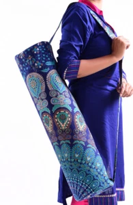 Blue Multi Mandala Yoga Bag Hippie Gym Mat Carrier Bags With Shoulder Strap - Picture 1 of 2