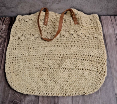 Large Merona bag in loose weave with faux leather handles - Imagem 1 de 4