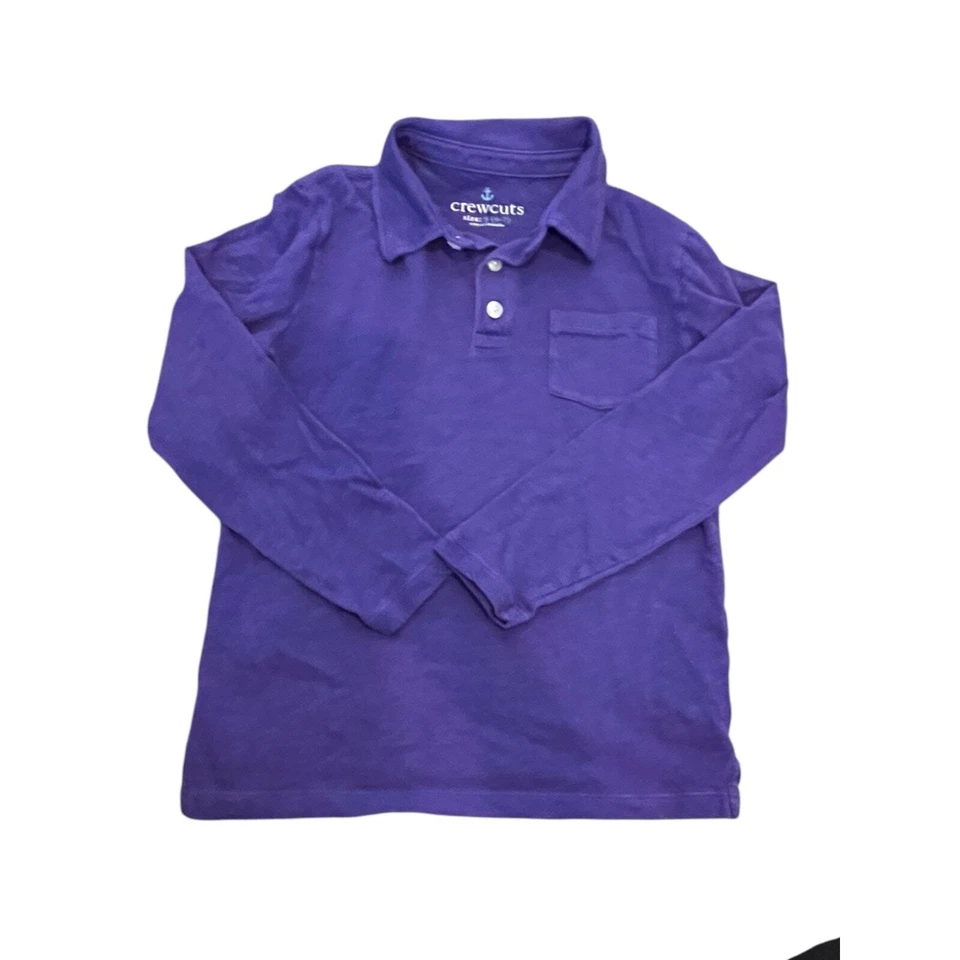 Camisa polo de manga larga Crewcuts para niños - púrpura, talla 6-7 (S) Foto 1 de 4
