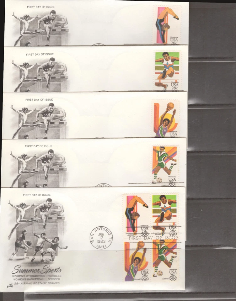 1983 FDC Set of 5 - Scott# C101-04 - Olympic Issues - Art Craft  Cachet - Image 1 of 1
