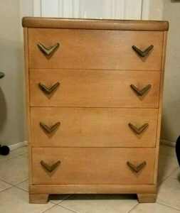 Vtg 1950’s Mid Century Blonde Oak 4 Drawer Bedroom Dresser HARMONY HOUSE PickUp - Picture 1 of 9