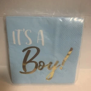 Amscan Gender Reveal/Baby Shower (16 Pcs) It’s A Boy Beverage Napkins - Picture 1 of 3