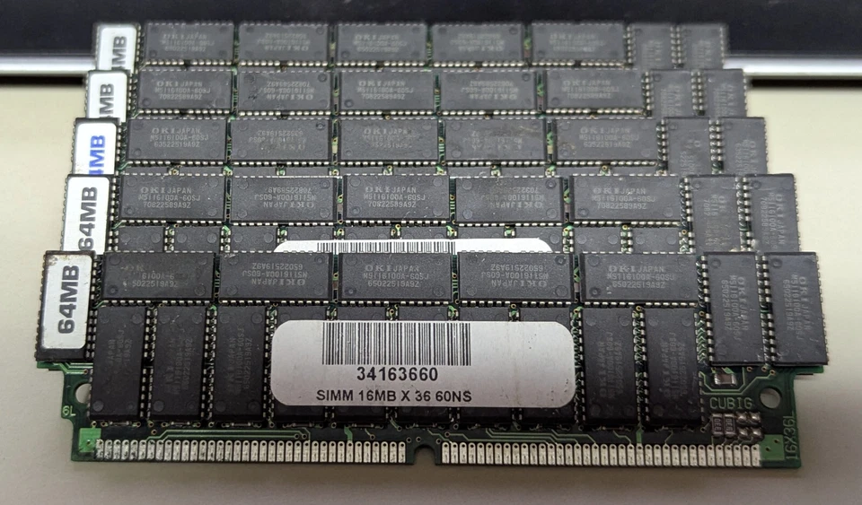 Lote de (5) Cubig 64MB FPM 16Mx36 Paridad 72 pines RAM SIMM 60ns FPM Memoria PC Foto 1 de 3