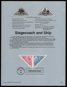 USA, SCOTT # 3130-3131, SOUVENIR PAGE - STAGECOACH AND SHIP, PACIFIC, YEAR 1997 - Picture 1 of 1