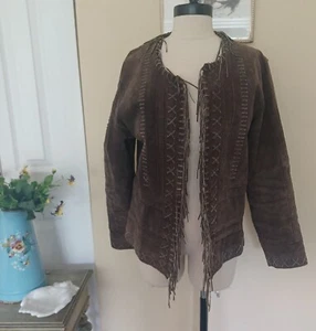 CARDUCCI Wildlederjacke braun Fransen Damen vorne offen Boho Western Vintage Gr. M - Bild 1 von 17
