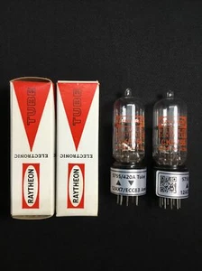 NOS PAIR RAYTHEON 5755 Audio VACUUM TUBES Adapted to 12AX7 USA Tested 4.7412-D - Picture 1 of 4