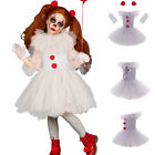 Halloween Karneval Kinder Mädchen Pennywise Clown Kostüm Tüll Kleid Outfit