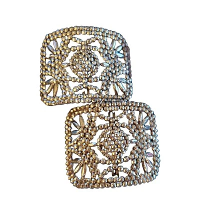 Antique Cut Steel Shoe Buckles Made in France Elaborate FREE SHIPPING Fancy - Image 1 of 4