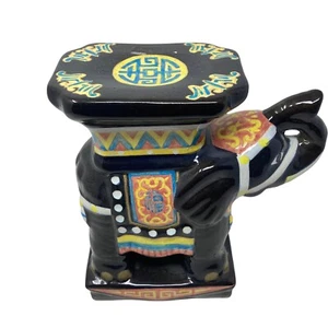 Vintage 70s Ceramic Elephant Stool Seat Garden Hand Painted 9x5 - Picture 1 of 7