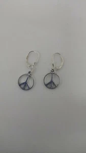 Peace Symbol, Silver Colour , Earrings - Picture 1 of 1