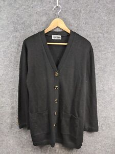 San Remo Basics Womens Black Knitted Button Up Cardigan Sweater Sz L