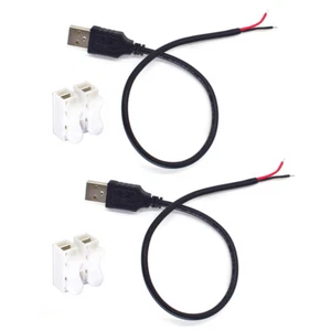 2pcs 0.3M/1FT USB Male to Bare Wire Cable 20AWG 5A USB2.0 2pin DIY Pigtail Cable - Picture 1 of 6