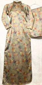 Ao Dai AT-424 bộ lua Pháp mềm rũ 💚 size XL matching pants - Picture 1 of 3