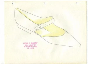 ORIGINAL Hand Drawn Sketch 1960s fashion designer LUCIEN GUILBERT SHOE buckle29A - Picture 1 of 1
