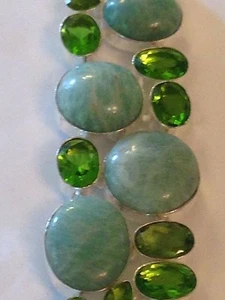 ❤️PULSERA DE PLATA PIEDRA PRECIOSA DE PERIDOTO DE AMMAZONITA NUEVA .925 6.5""- 8"" CON CAJA DE REGALO❤️ - Imagen 1 de 7