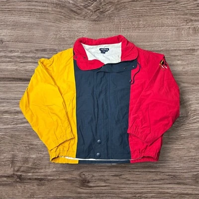 Vtg Nautica Reversible Jacket Color Block Men Size Large Red Yellow Navy - Image 1 of 4