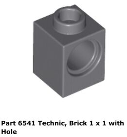 Lego 1x 6541 Dark Bluish Gray Technic, Brick 1 x 1 with Hole 7754