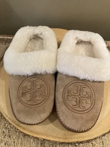 Tory Burch Coley Slipper 2 Royal Tan/ Natural Size W US 6 Fur lined New - Picture 1 of 10