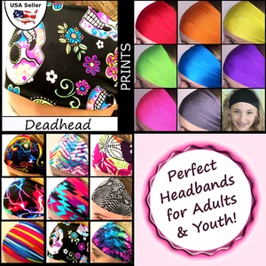 Halloween Headband Sugar Skulls Black Hair Band Biker Sports [Deadhead] - Picture 1 of 3