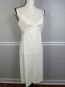 Vintage Ladies Shadowline Ivory Slip Nylon With Lace Trim Size 40 Tall Sexy - Picture 1 of 7