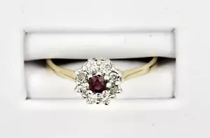 Diamantes 0.40ct. H-si1 & Rubí 0.18ct. Oro Amarillo 9ct. Anillo Talla UK P 1/2 - Imagen 1 de 3
