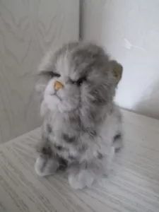 Steiff Original Whiskas Cat 12024 Grey Brindle Button In Ear Plush Cat - Picture 1 of 6