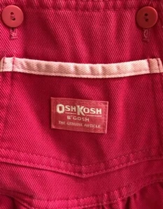 Vintage Oshkosh B'Gosh Girl Pink Denim Jean Overalls Vestbak 100% Cotton Size 2T - Picture 1 of 6
