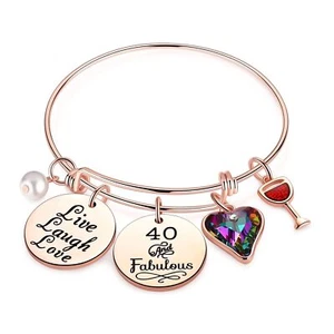 40th Birthday Gifts for Women Charm Bracelets 40 yr Old Birthday Gifts for Wo... - Picture 1 of 7