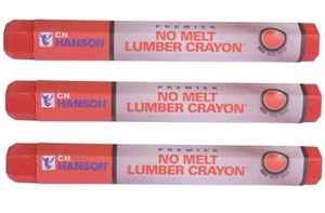 3 C.H. Hanson No Melt RED LUMBER CRAYON 4.5" Marking Tool Weather Resistant - Picture 1 of 2