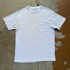 Vintage 80s Blank T-Shirt White 100% Cotton Beefy Hanes Distressed USA Made