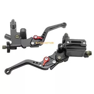 Universal Motorcycle 7/8'' CNC Brake Clutch Master Cylinder Lever Set Reservoir - Foto 1 di 7