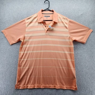 Pebble Beach Polo Shirt Mens Large Orange Striped Performance Golf Lightweight - Image 1 of 4
