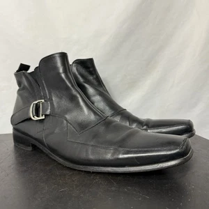 Mezlan Men’s Ankle Buckle Black Leather Flint Boots Made in Spain Sz 14 - Picture 1 of 11