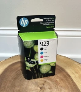 HP 923 Ink Cartridge OEM Black Cyan Magenta Yellow 4 Pk InExp 08/2025 Sealed New - Picture 1 of 5
