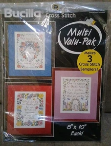 Bucilla gestempelt Kreuzstich Multi Pak 3 inspirierende Muster 8x10" BRANDNEU - Bild 1 von 2