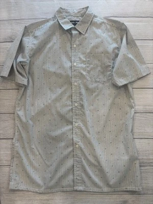 Ron Jon Shirt Mens Large Blue White Green Striped Short Sleeve Button Up Cotton - Image 1 of 4