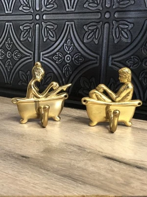 2 ganchos de baño de latón vintage para bata de bañera gancho para toalla para él y para ella Foto 1 de 4