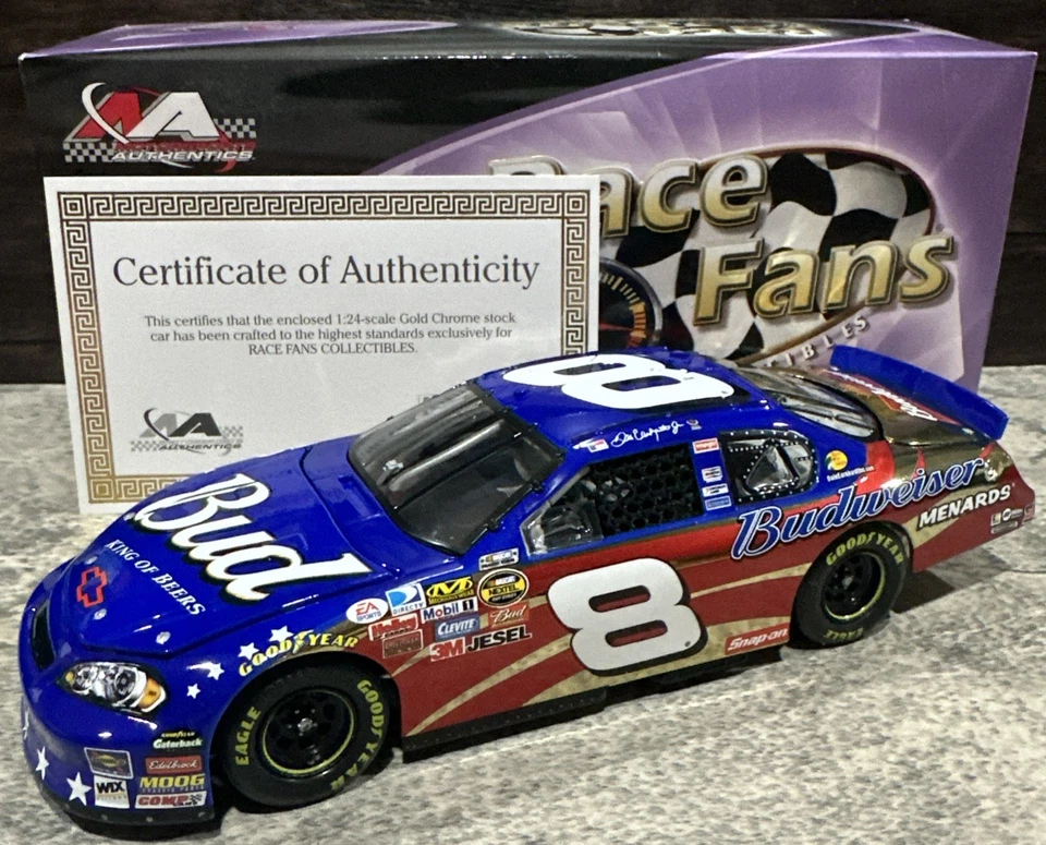 NASCAR 2007 Dale Earnhardt Jr Budweiser estrellas y rayas oro 1/24 acción fundido a presión Foto 1 de 4
