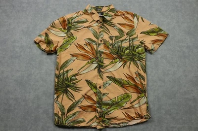Volcom Shirt Mens Medium Orange Green Hawaiian Floral Button Up Classic - Image 1 of 4